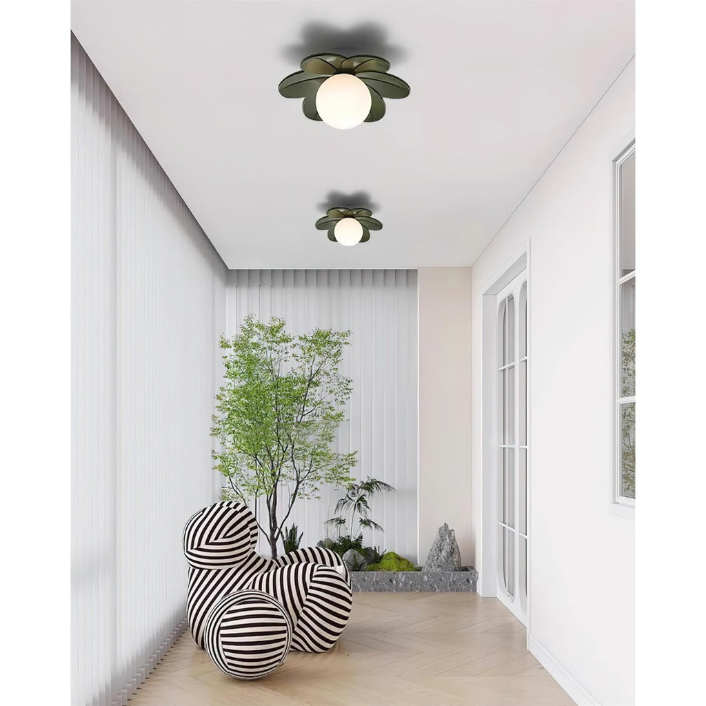 Flush Mount Ceiling Light with Frosted Glass Flower Petals and Diffused Ambient Lighting - Image 4