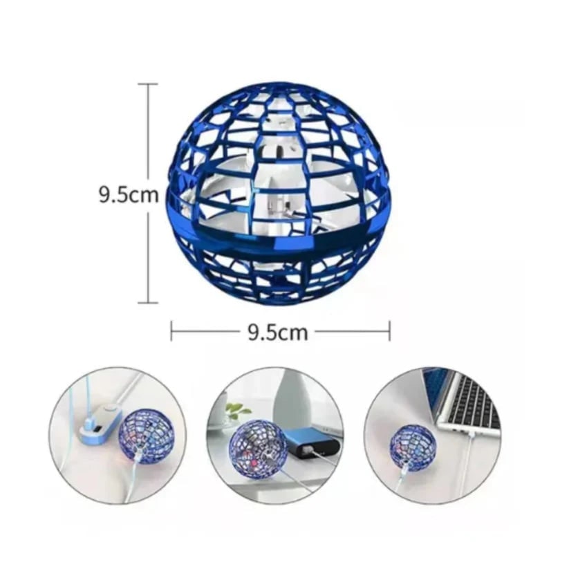 Flying Orb Toy with LED Lights USB Charging and Hand-Controlled Mesh Cage - Image 5