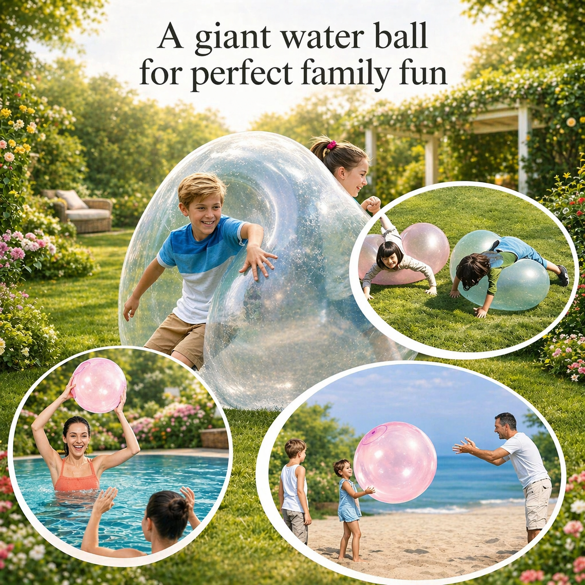 Giant Inflatable Bubble Balloon Ball with Self-Sealing Valve for Outdoor Play - Image 3