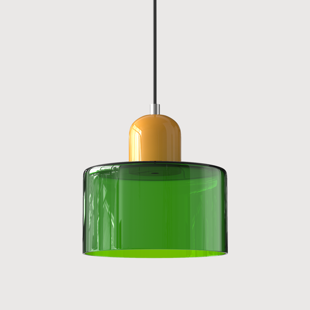 Glass Pendant Lights with Two-Tier Drum Shade and Mid-Century Modern Design - Image 14