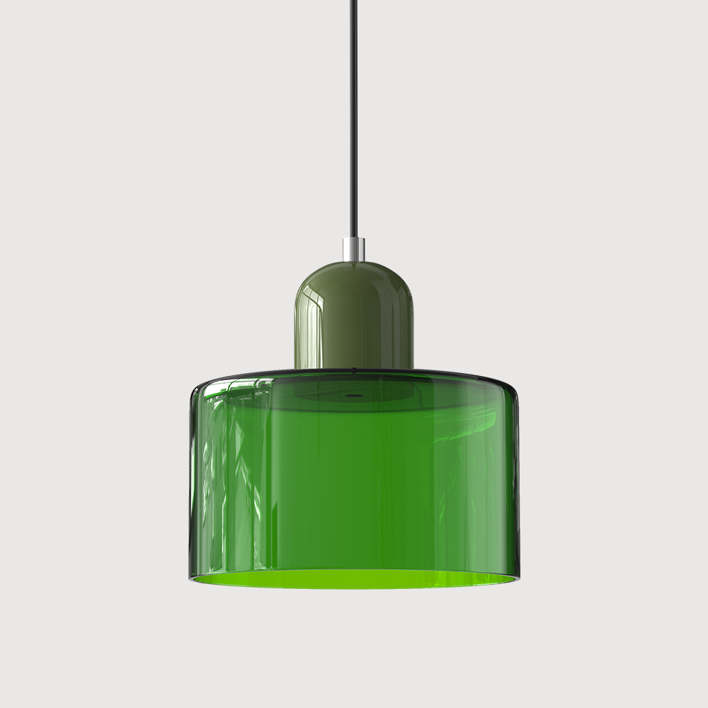 Glass Pendant Lights with Two-Tier Drum Shade and Mid-Century Modern Design - Image 15