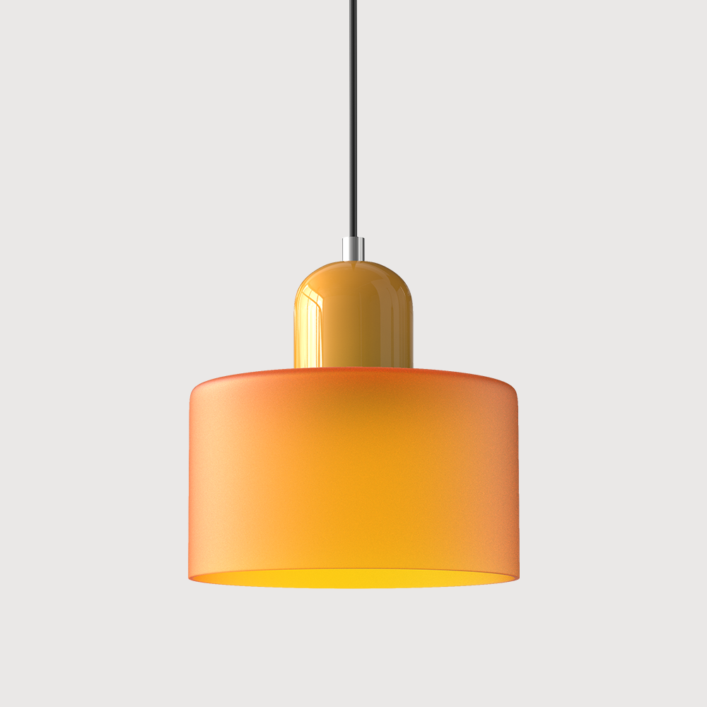 Glass Pendant Lights with Two-Tier Drum Shade and Mid-Century Modern Design - Image 19