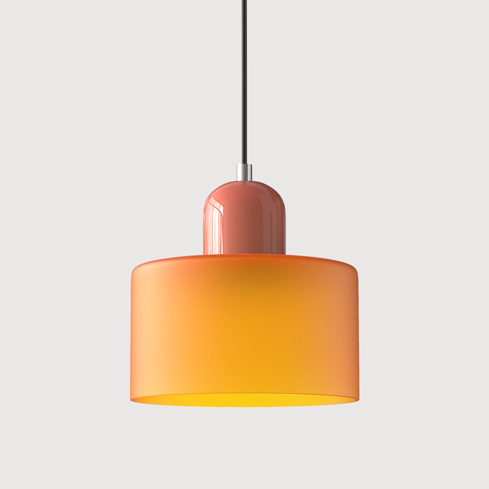 Glass Pendant Lights with Two-Tier Drum Shade and Mid-Century Modern Design - Image 22