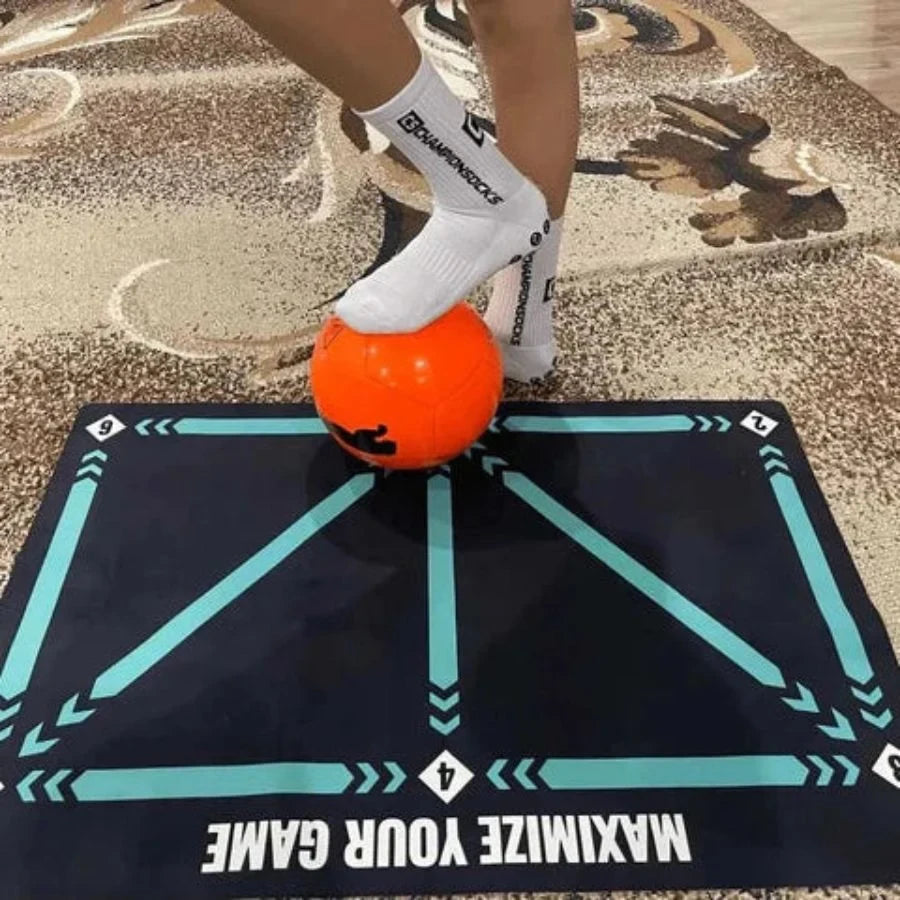 Gym Floor Mat for Soccer Training with Numbered Footwork Guides and Non-Slip Backing - Image 5