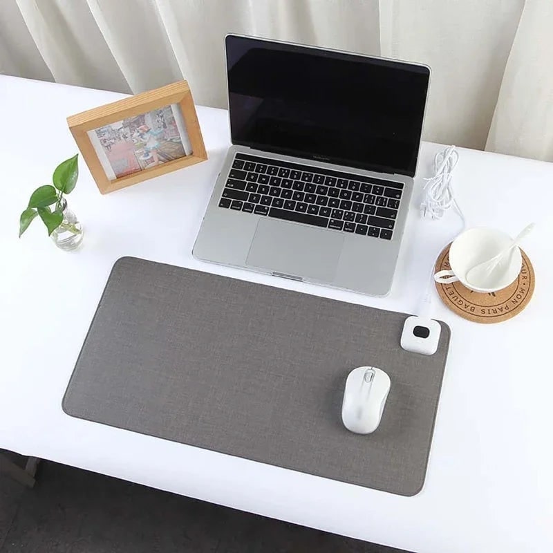 Heated Desk Mat Pad with Adjustable Temperature Control and Linen Stitched Surface - Image 1