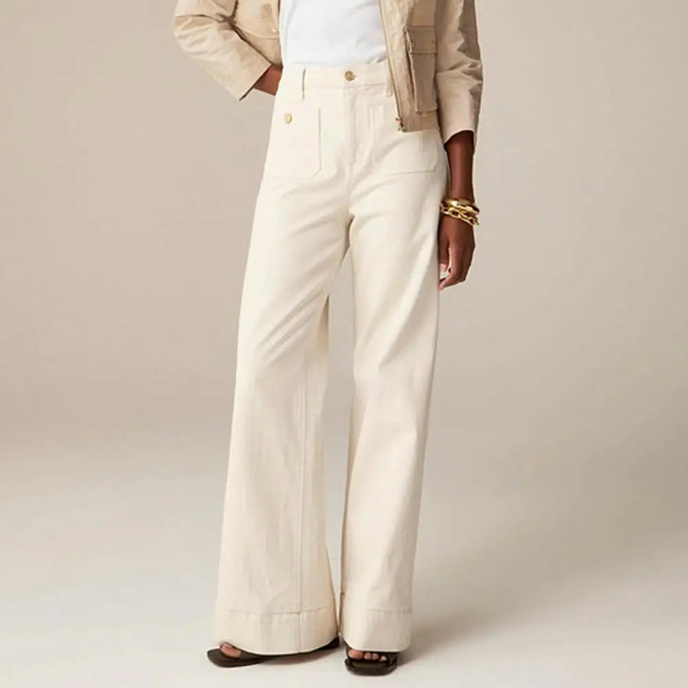 Women's Wide-Leg High-Waisted Casual Jeans