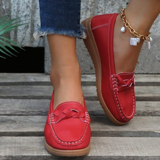 Mocassins à enfiler pour femmes, coupe large, avec soutien de la voûte plantaire