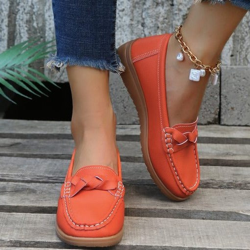 Mocassins à enfiler pour femmes, coupe large, avec soutien de la voûte plantaire