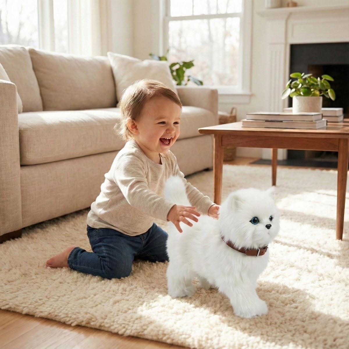 Interactive Toy Cat with Walking Motion and Meowing Sounds Battery Powered Plush Kitten - Image 1