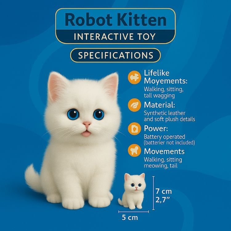 Interactive Toy Cat with Walking Motion and Meowing Sounds Battery Powered Plush Kitten - Image 4