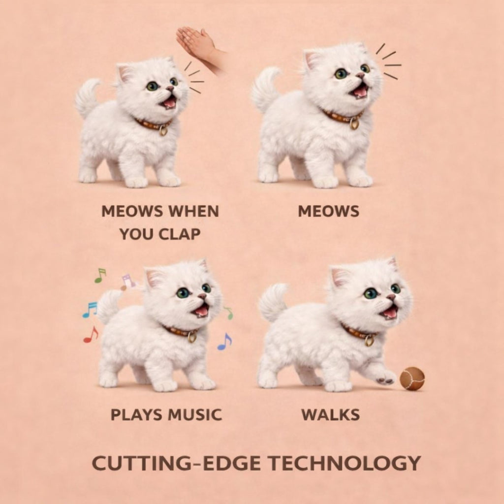 Interactive Toy Cat with Walking Motion and Meowing Sounds Battery Powered Plush Kitten - Image 6