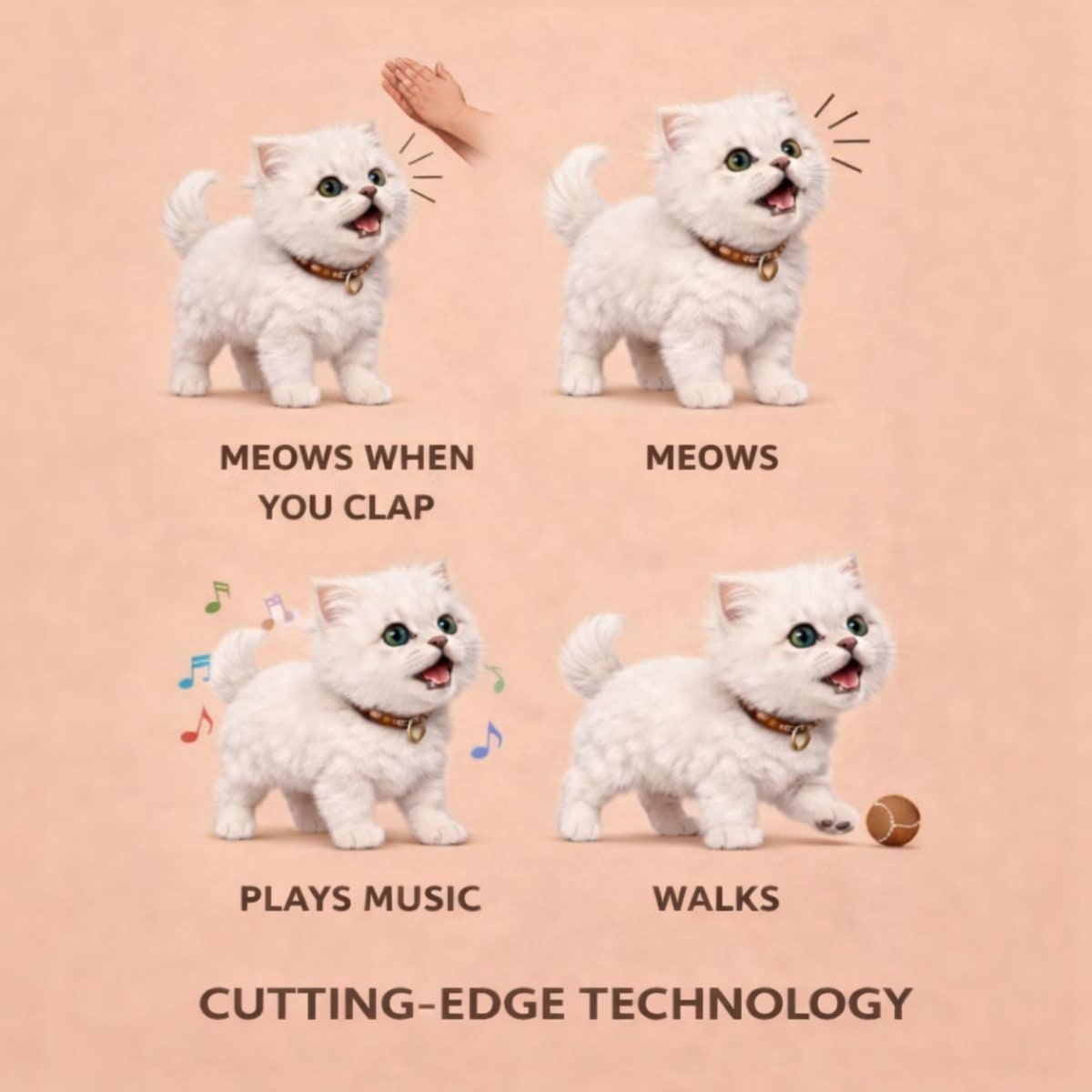 Interactive Toy Cat with Walking Motion and Meowing Sounds Battery Powered Plush Kitten - Image 6