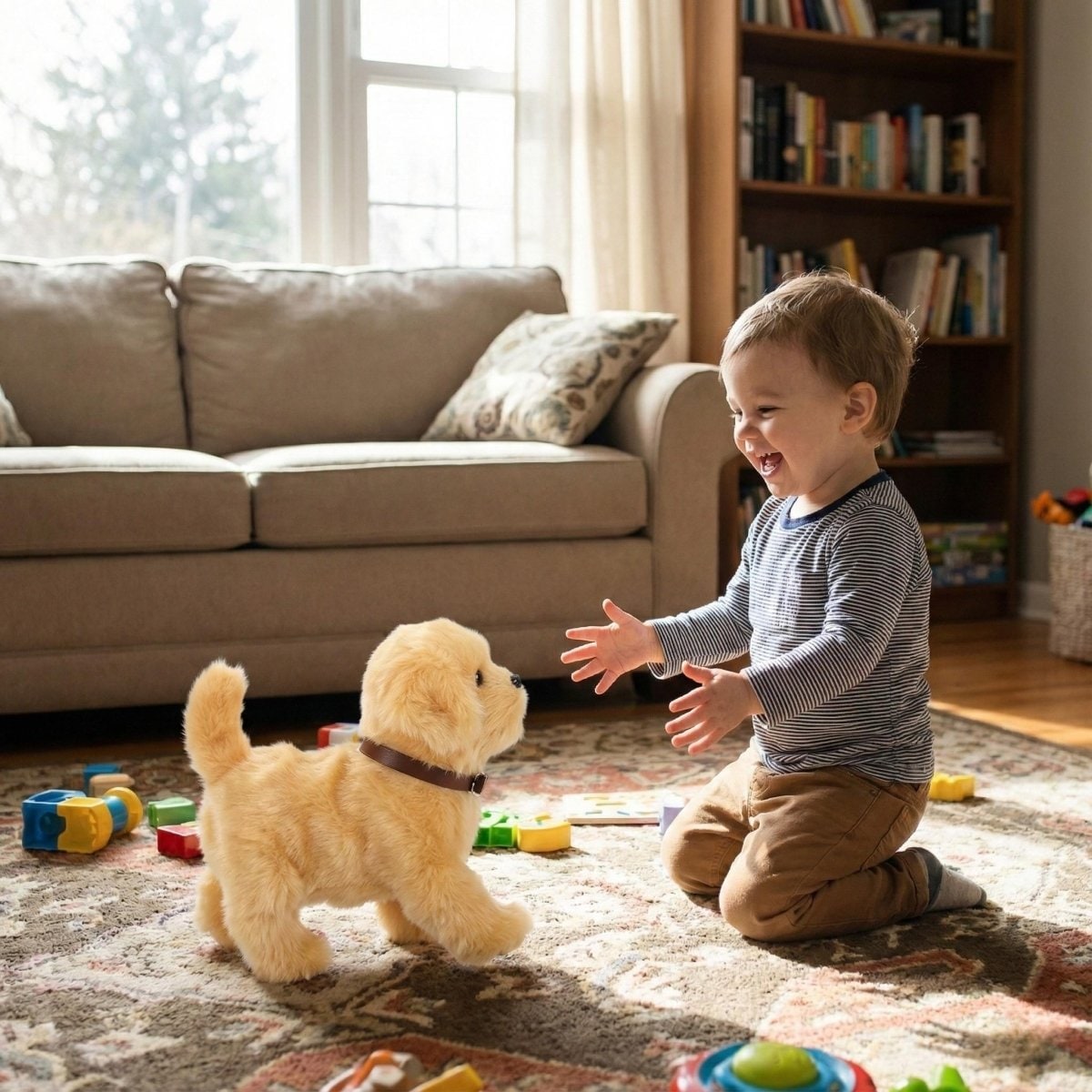 Kids' Interactive Toy Dog with Barking and Walking Features Plush Golden Retriever Puppy with Collar - Image 3