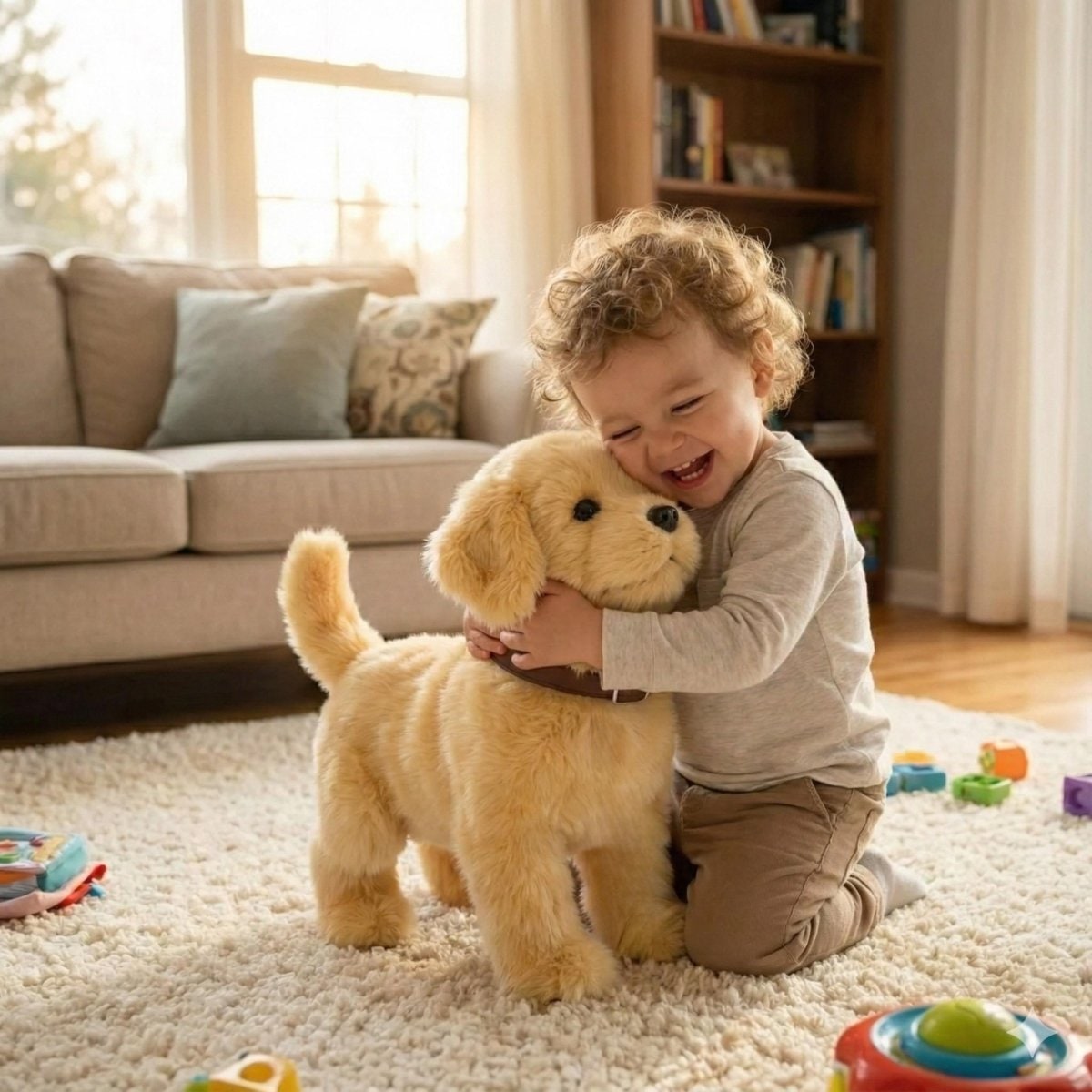 Kids' Interactive Toy Dog with Barking and Walking Features Plush Golden Retriever Puppy with Collar - Image 7