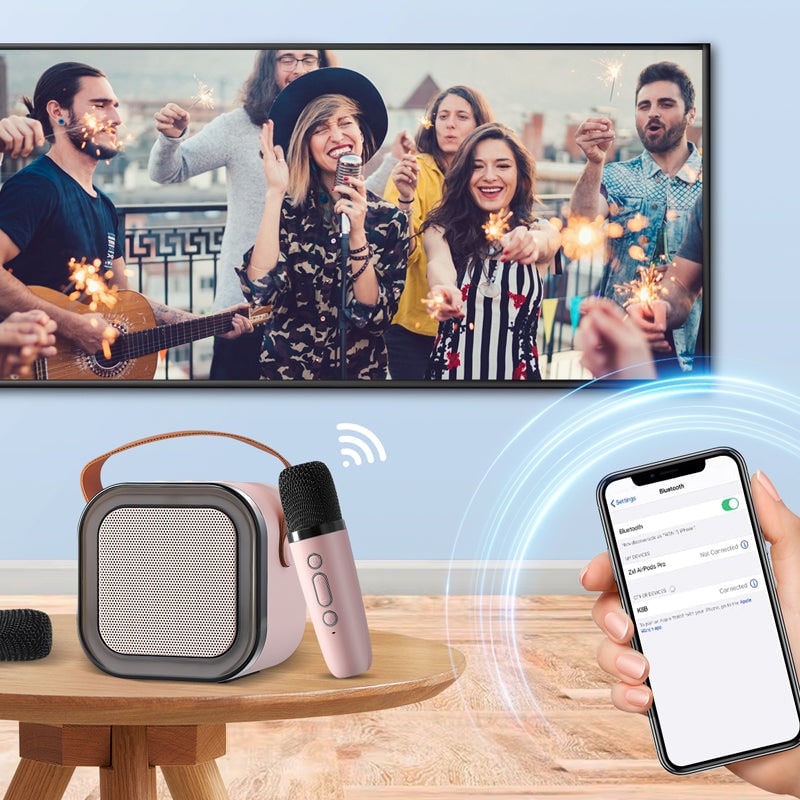 Kids' Mini Karaoke Machine with Wireless Microphones and Bluetooth Speaker - Image 3