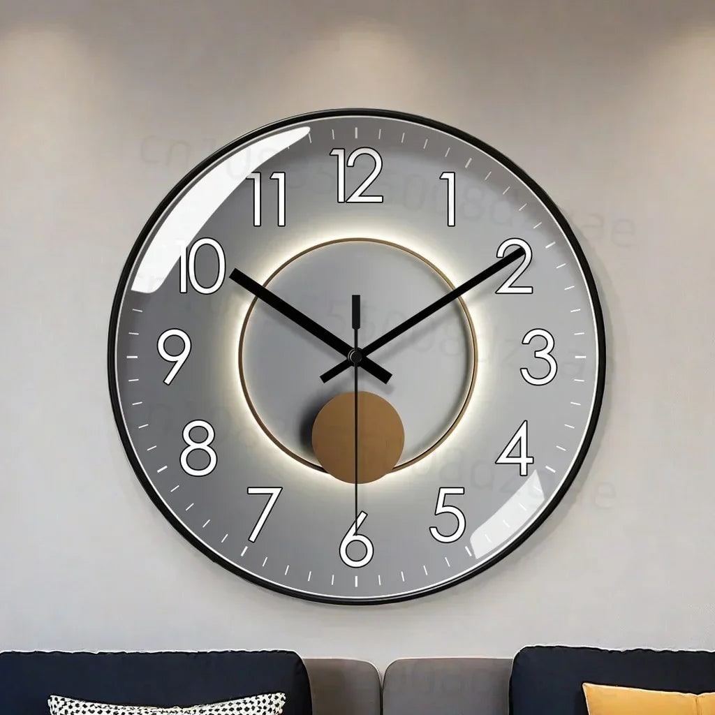 Large Wall Clock with Minimalist Glass Cover and Silent Operation for Modern Decor - Image 1