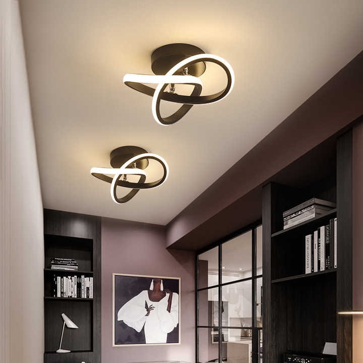 LED Ceiling Light Fixture with Modern Interlocking Rings Flush Mount Design - Image 2