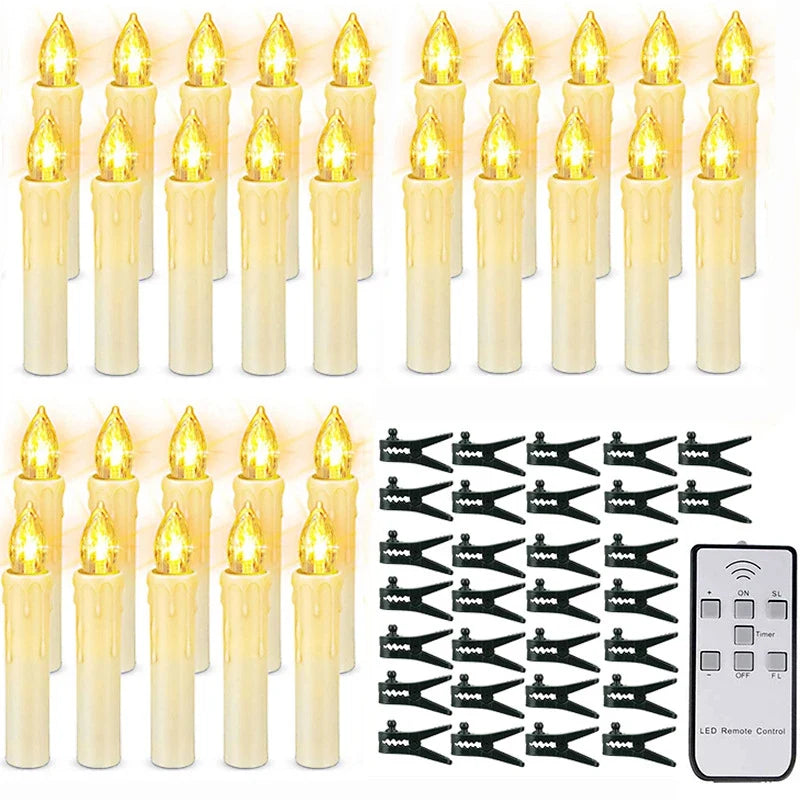 LED Christmas Lights Clip-On Tree Candles with Warm White Flicker and Battery Operation - Image 8