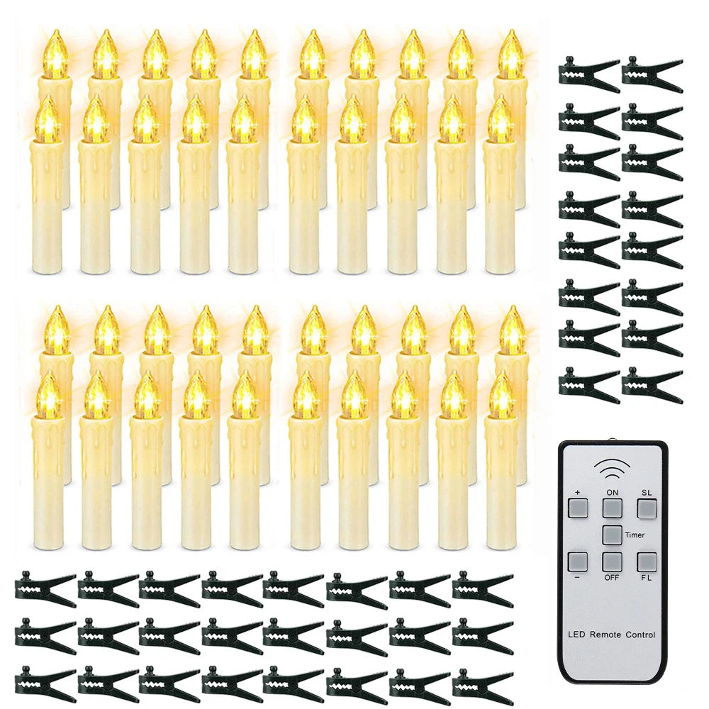 LED Christmas Lights Clip-On Tree Candles with Warm White Flicker and Battery Operation - Image 9