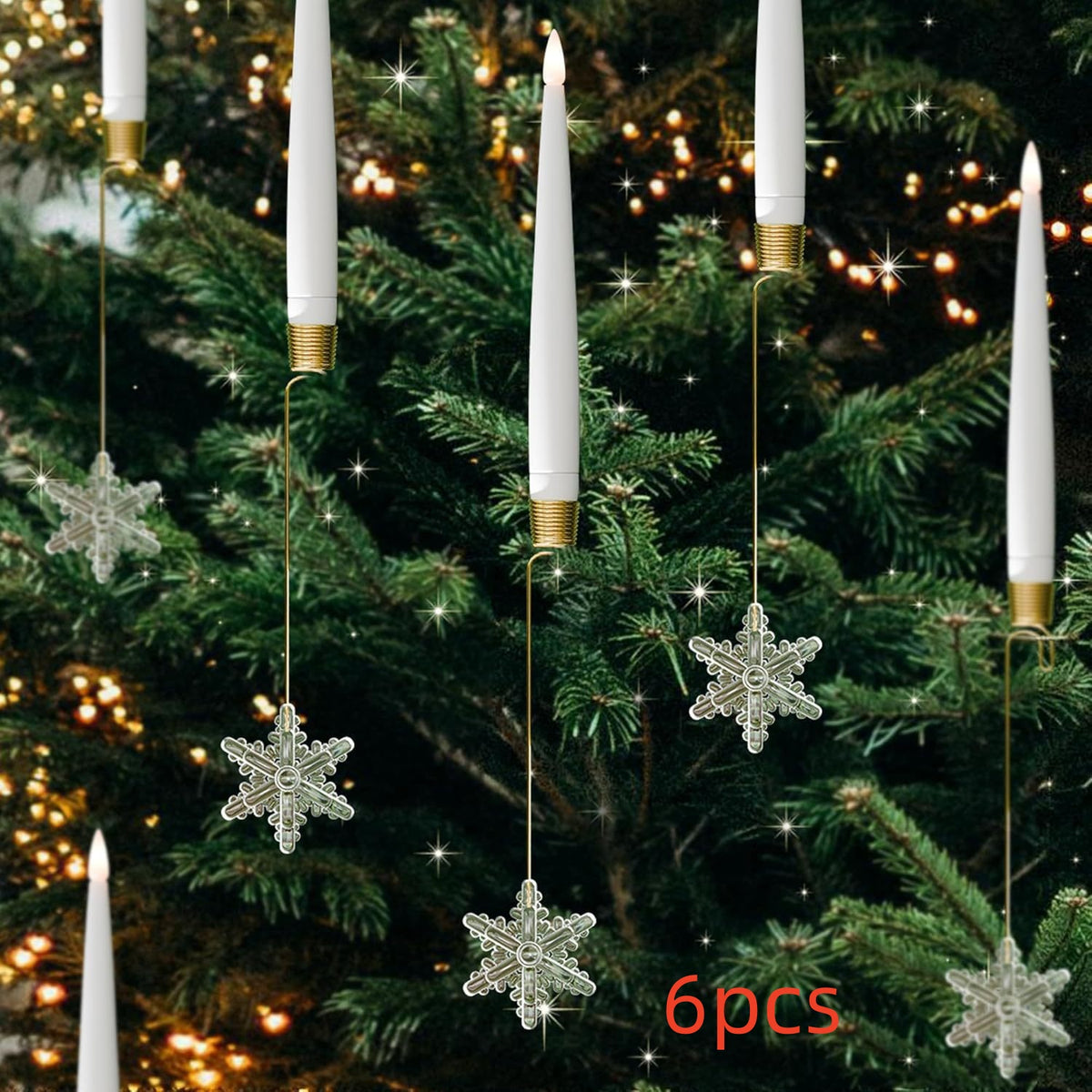 LED Christmas Tree Candles with Flickering Flame and Hanging Crystal Ornaments - Image 24