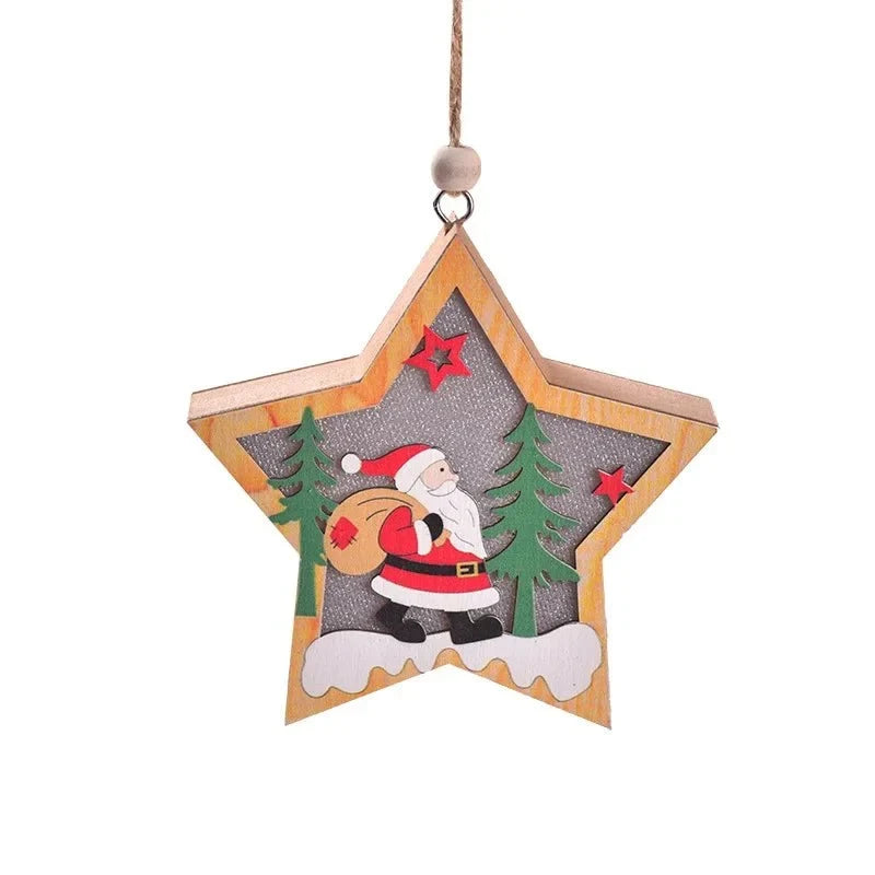 LED Light Up Christmas Ornaments with Warm Glow and Wooden Design for Holiday Decorations - Image 5