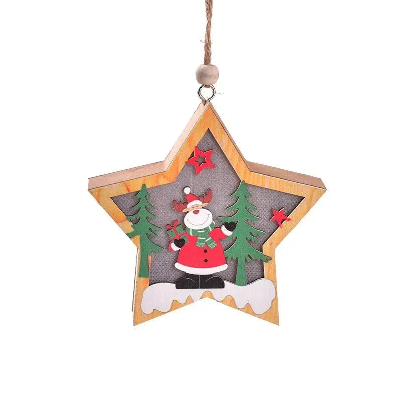 LED Light Up Christmas Ornaments with Warm Glow and Wooden Design for Holiday Decorations - Image 6