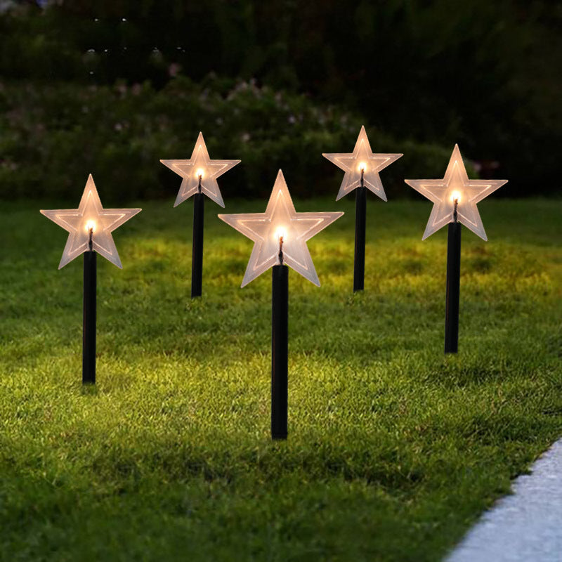 LED Star Pathway Lights with Warm White Glow Set of 5 Ground Stakes - Image 9
