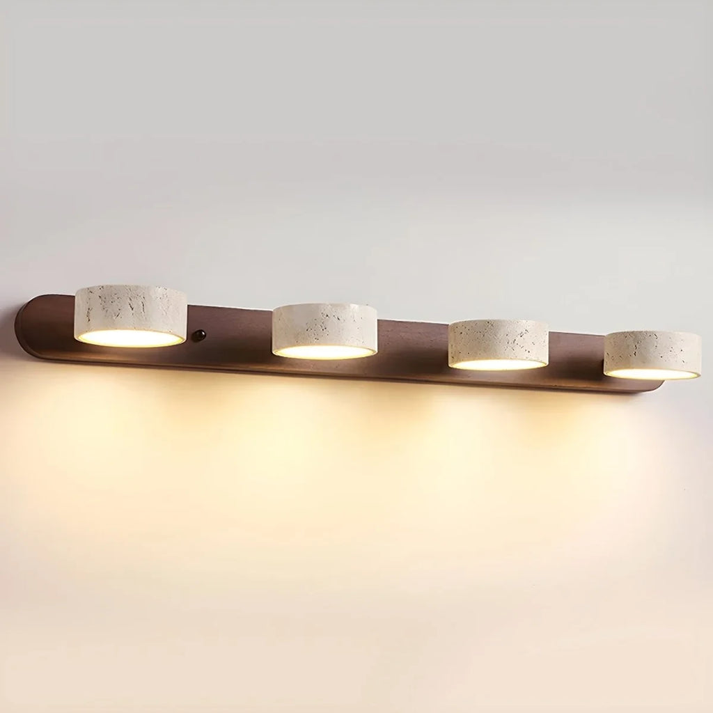 LED Wall Sconce with Travertine Stone and Wood Base Modern Adjustable Lighting - Image 11