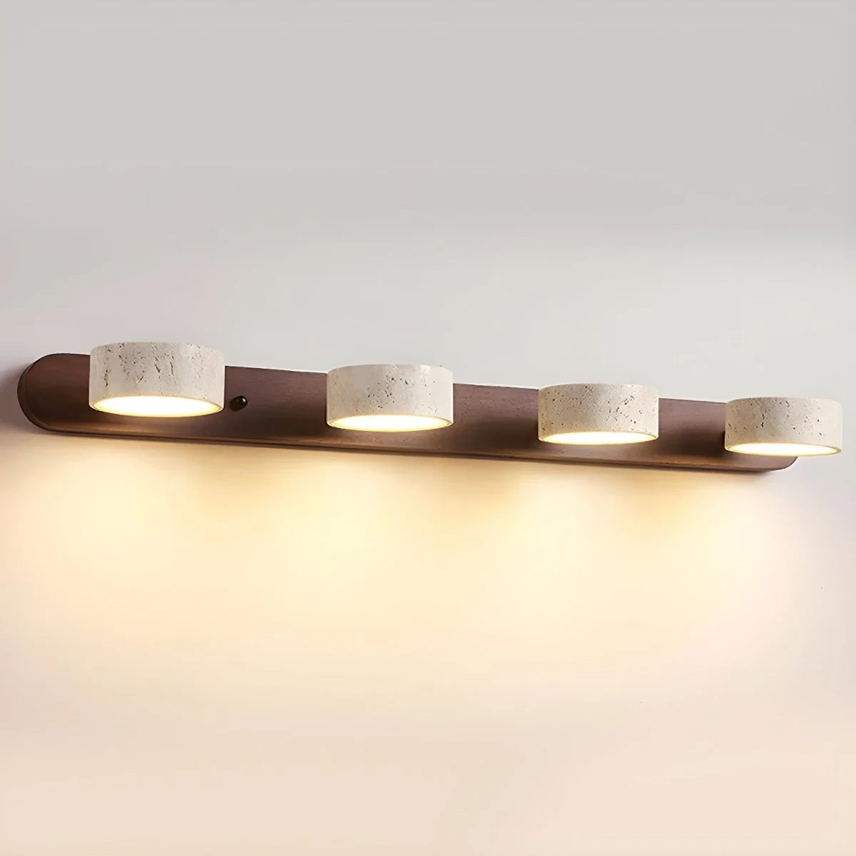 LED Wall Sconce with Travertine Stone and Wood Base Modern Adjustable Lighting - Image 11