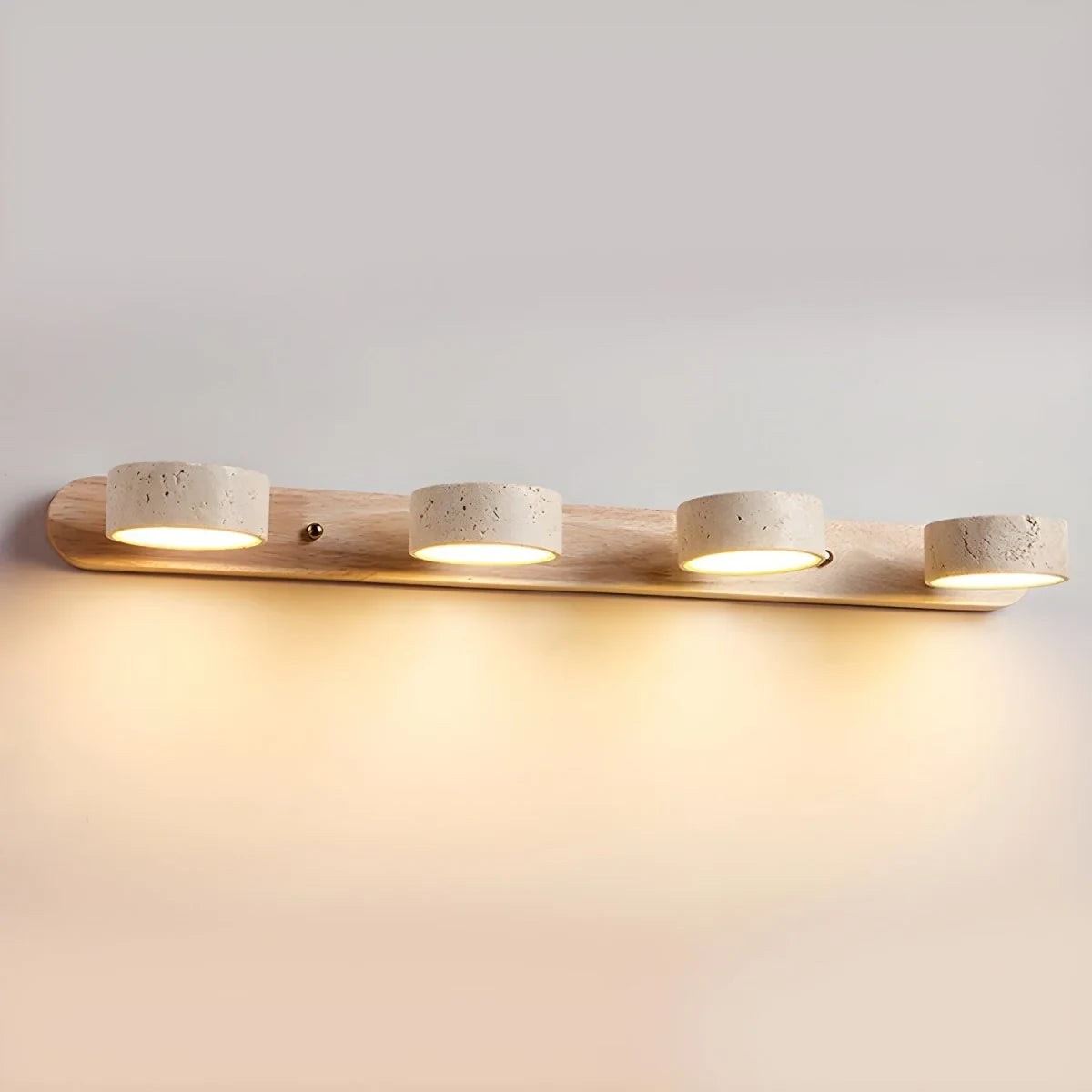 LED Wall Sconce with Travertine Stone and Wood Base Modern Adjustable Lighting - Image 13
