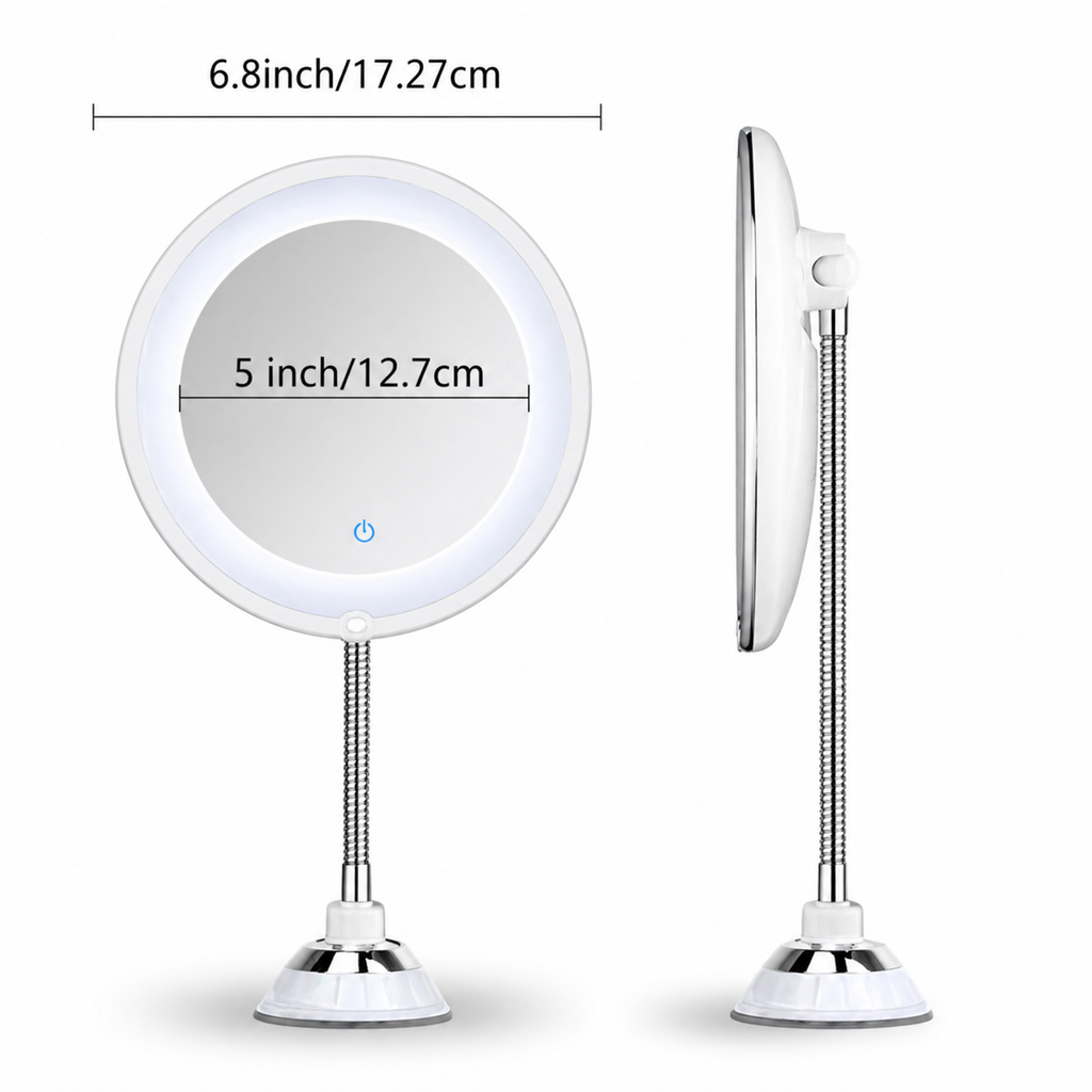Lighted Magnifying Makeup Mirror with Flexible Gooseneck Suction Mount and 10x LED Light - Image 5