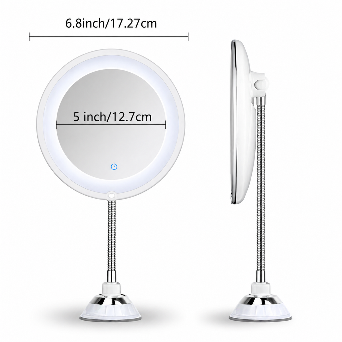 Lighted Magnifying Makeup Mirror with Flexible Gooseneck Suction Mount and 10x LED Light - Image 5