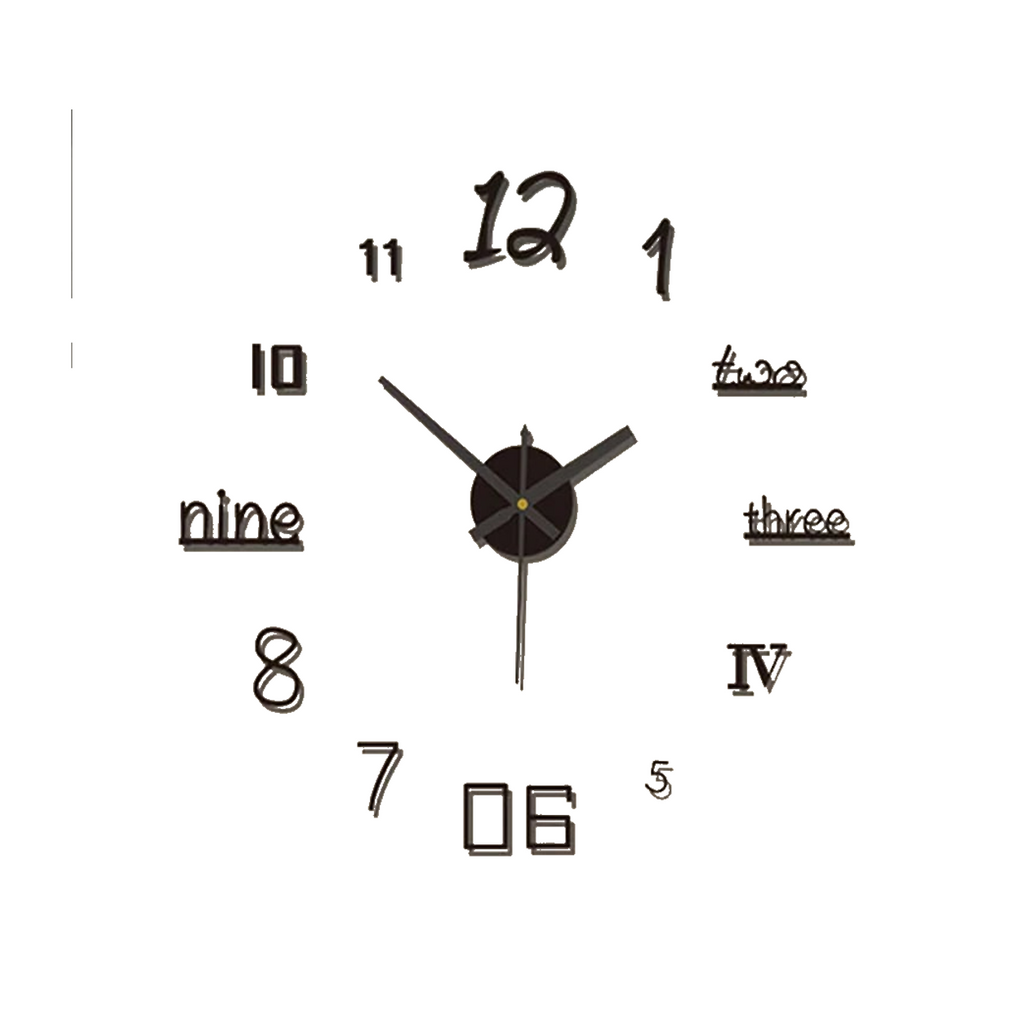 Long Wall Clock with Adhesive Acrylic Numbers and Silent Quartz Movement - Main product image