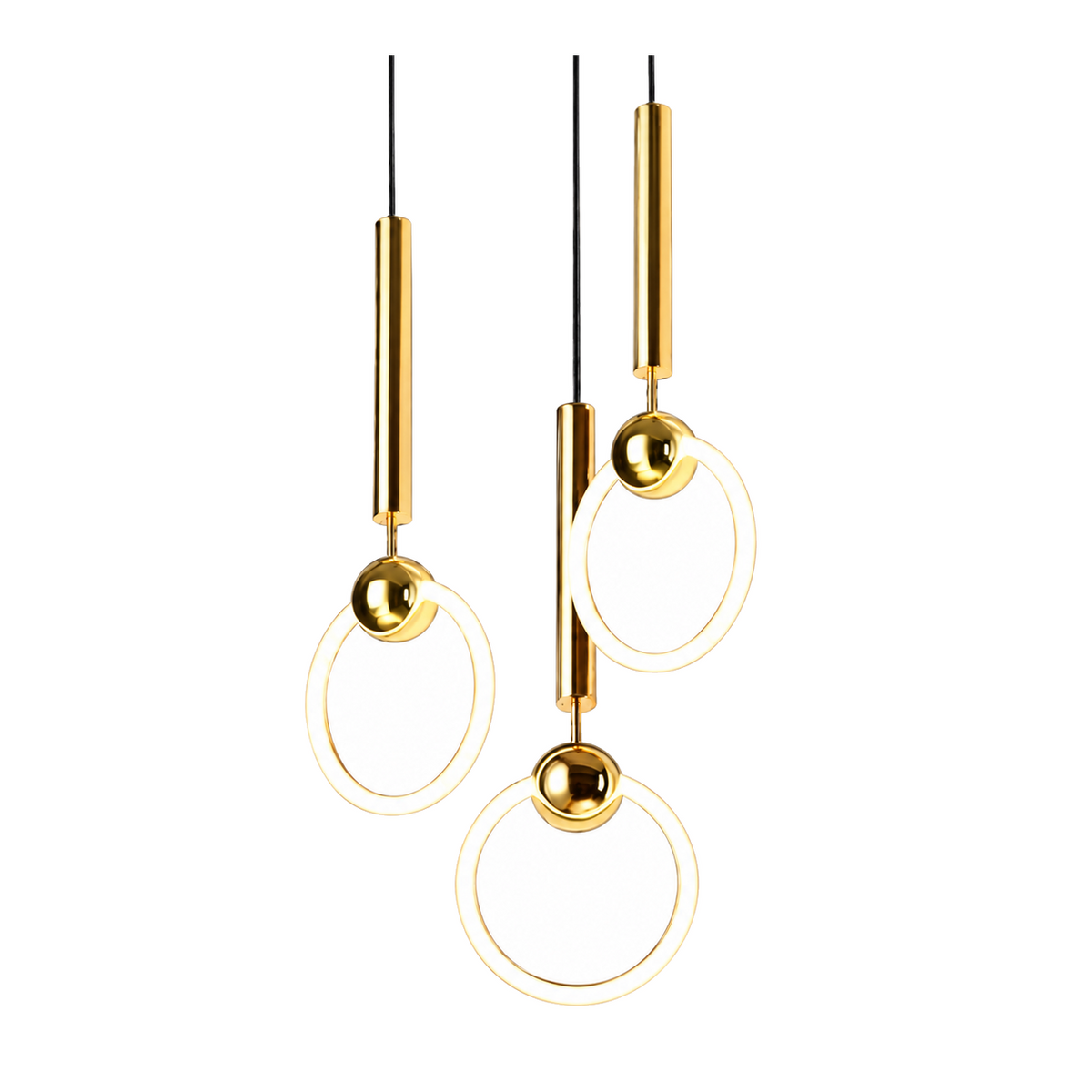 Pendant Light with Gold Plated Ring LED Design and Minimalist Geometric Form for Kitchen Living Room - Main product image
