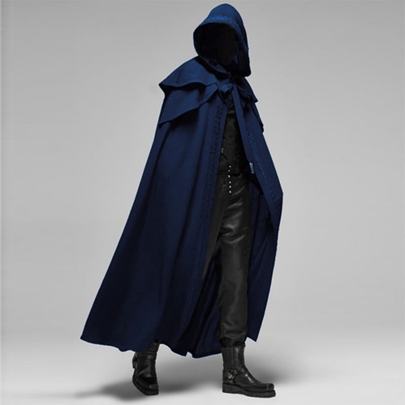 Medieval Cloak with Hood Double-Layer Shoulder Capelet and Decorative Trim for Gothic Costume - Image 3