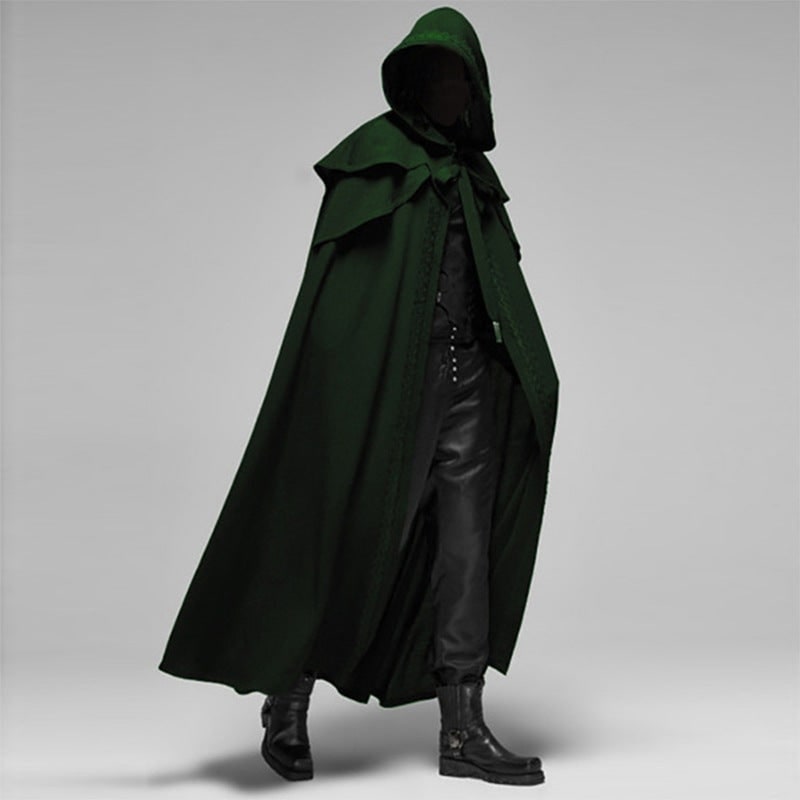 Medieval Cloak with Hood Double-Layer Shoulder Capelet and Decorative Trim for Gothic Costume - Image 4