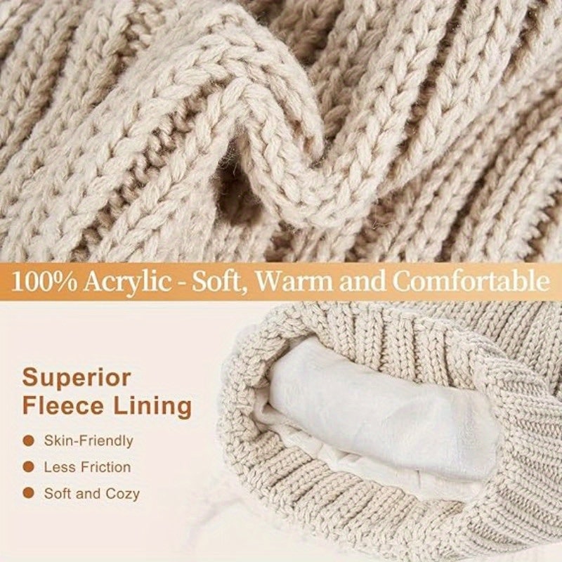 Men's Beanie Hat Scarf Gloves Set Winter Knit Touchscreen Compatible - Image 4