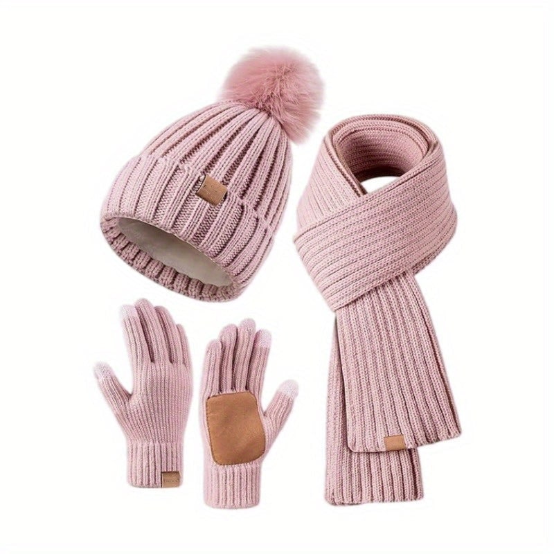 Men's Beanie Hat Scarf Gloves Set Winter Knit Touchscreen Compatible - Image 7