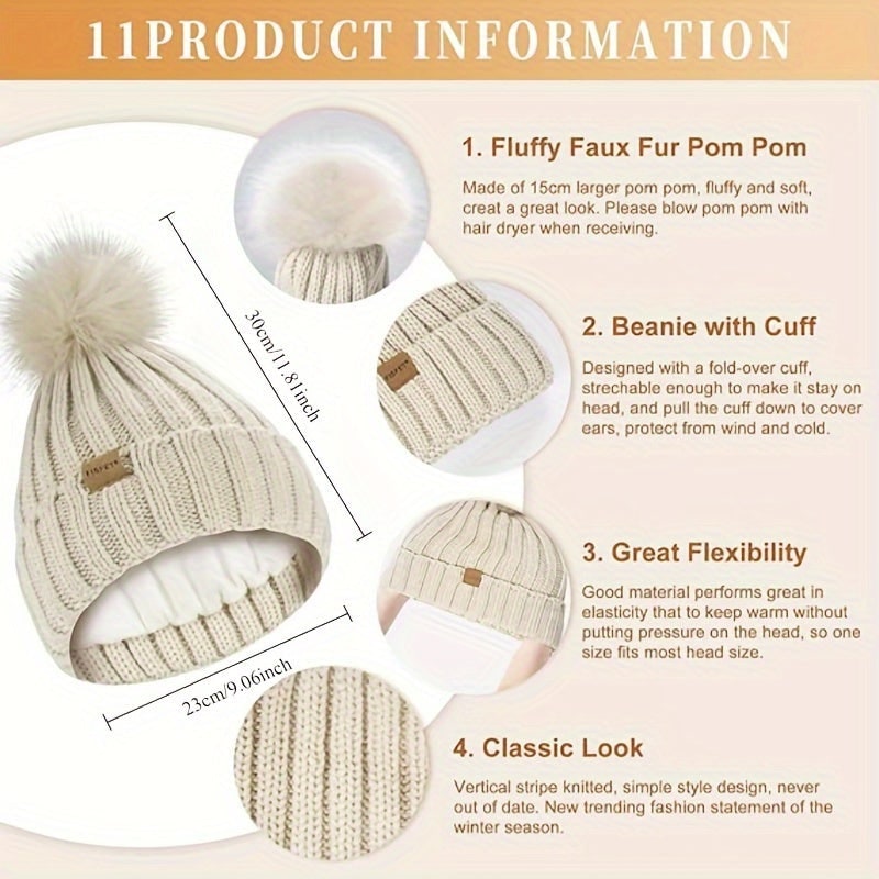 Men's Beanie Hat Scarf Gloves Set Winter Knit Touchscreen Compatible - Image 8