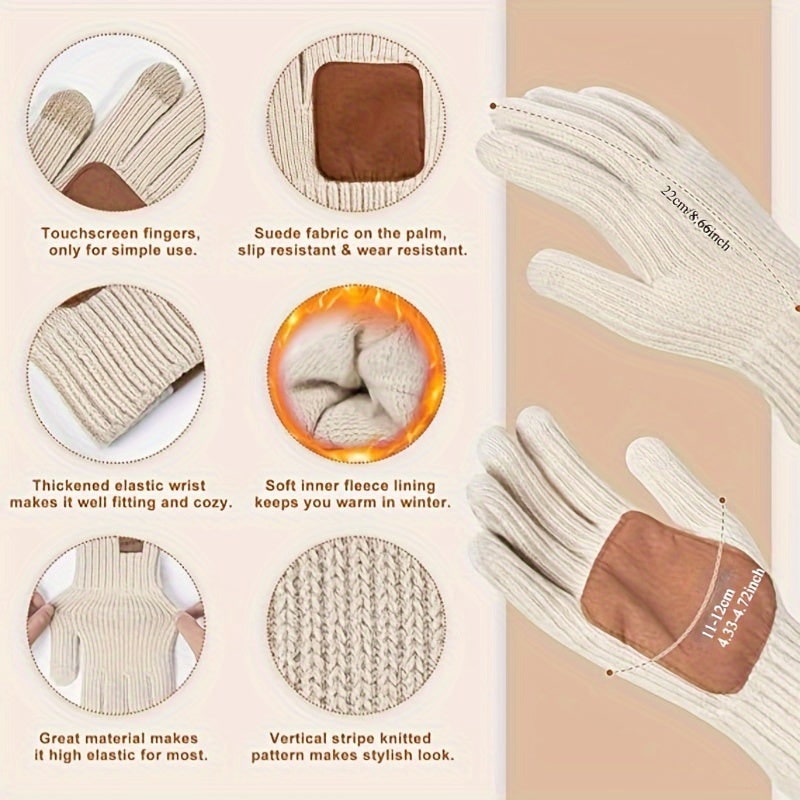 Men's Beanie Hat Scarf Gloves Set Winter Knit Touchscreen Compatible - Image 9