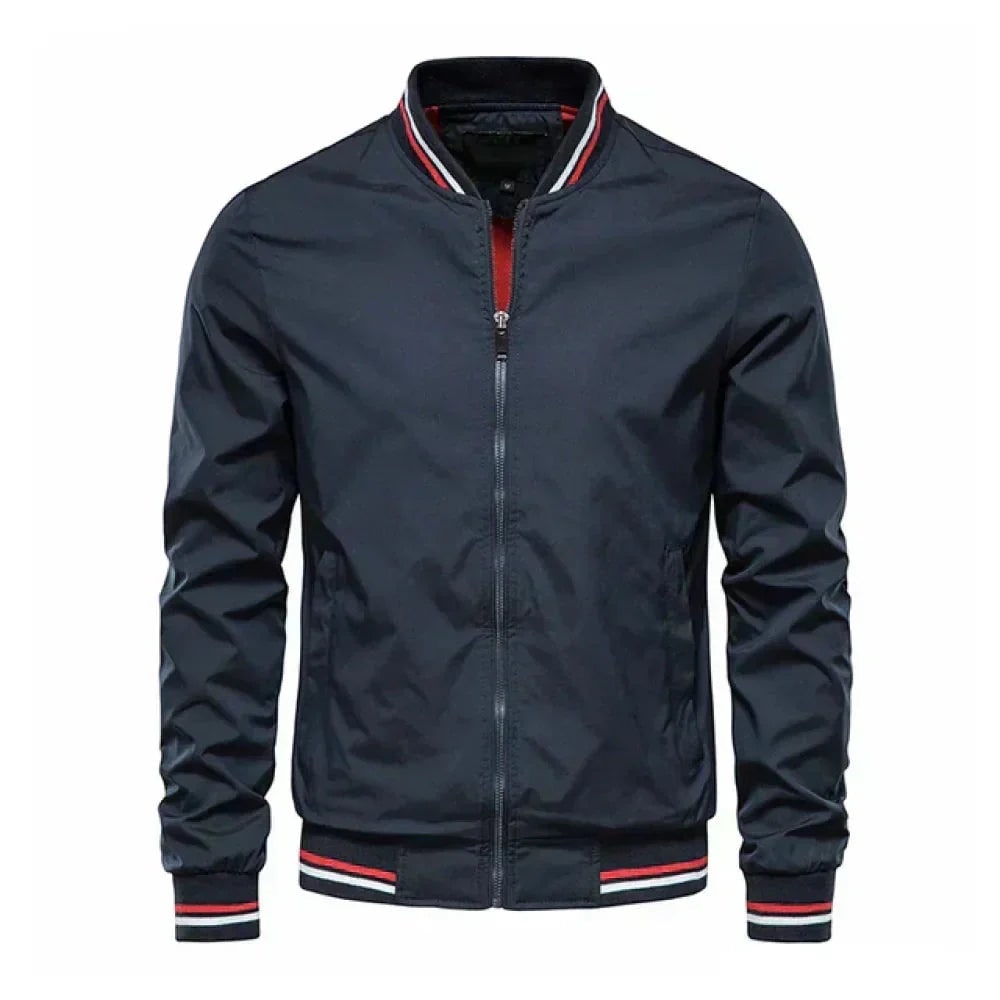 Men's Bomber Jacket with Ribbed Collar and Zip Closure - Image 10