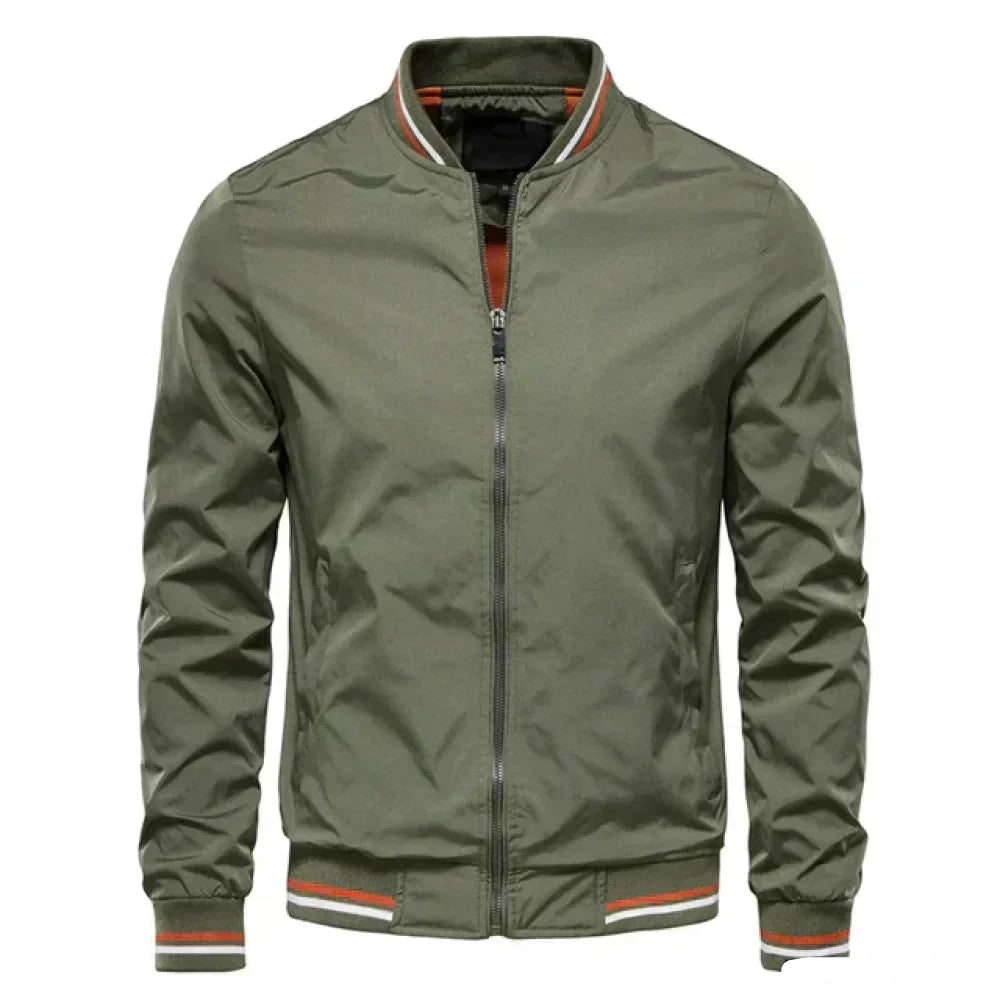 Men's Bomber Jacket with Ribbed Collar and Zip Closure - Image 3