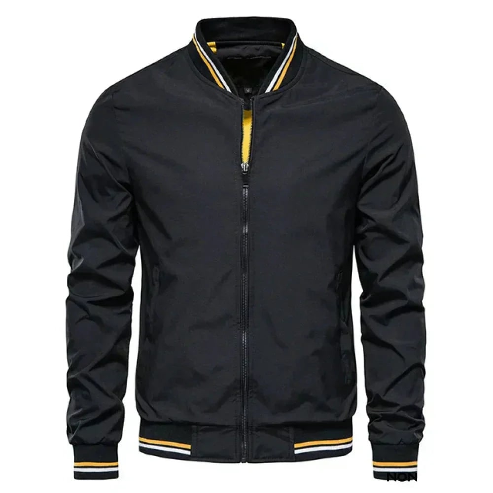 Men's Bomber Jacket with Ribbed Collar and Zip Closure - Image 4