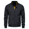 Men's Bomber Jacket with Stand Collar and Zip Closure Aviator Style - Image 1