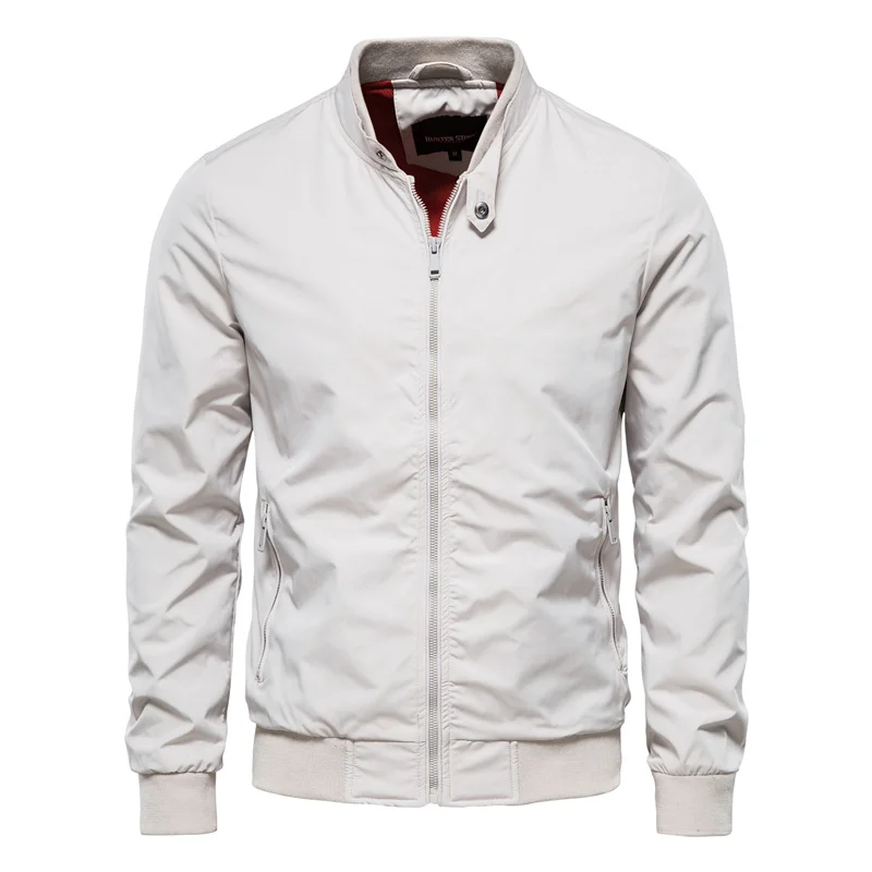 Men's Bomber Jacket with Stand Collar and Zip Closure Aviator Style - Image 4