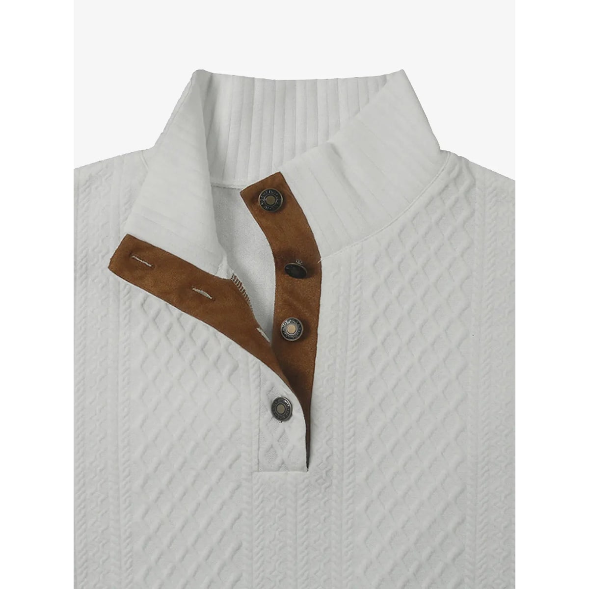 Men's Cable Knit Pullover Sweater with Quarter Button and Elbow Patches - Image 14