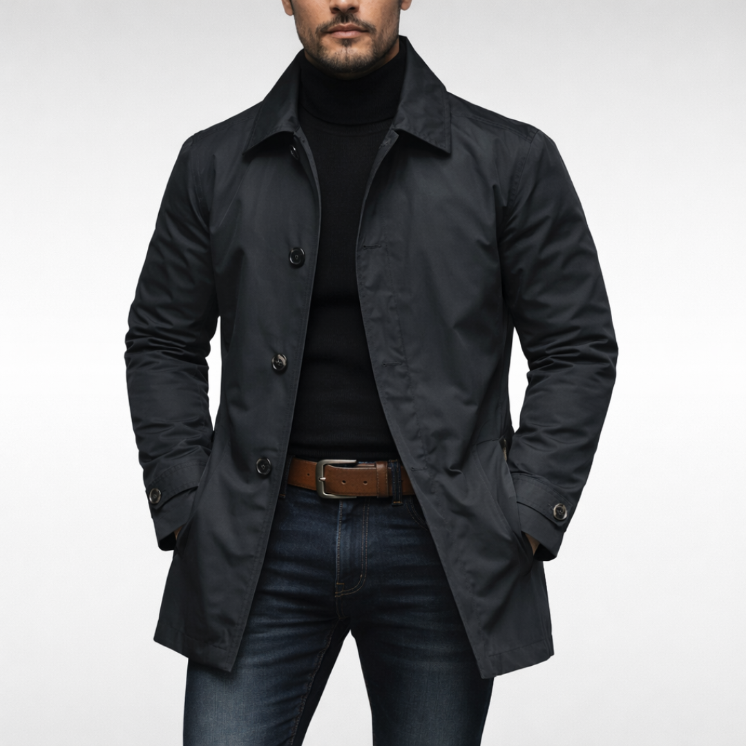 Men's Car Coat and Overcoat Single Breasted Structured Woven - Image 4