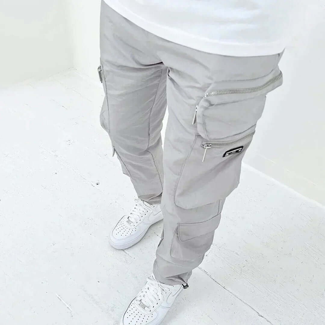 Men's Cargo Utility Pants Tapered with Multiple Zipper Pockets - Image 3