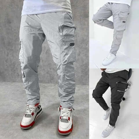 Men's Cargo Utility Pants Tapered with Multiple Zipper Pockets - Image 7