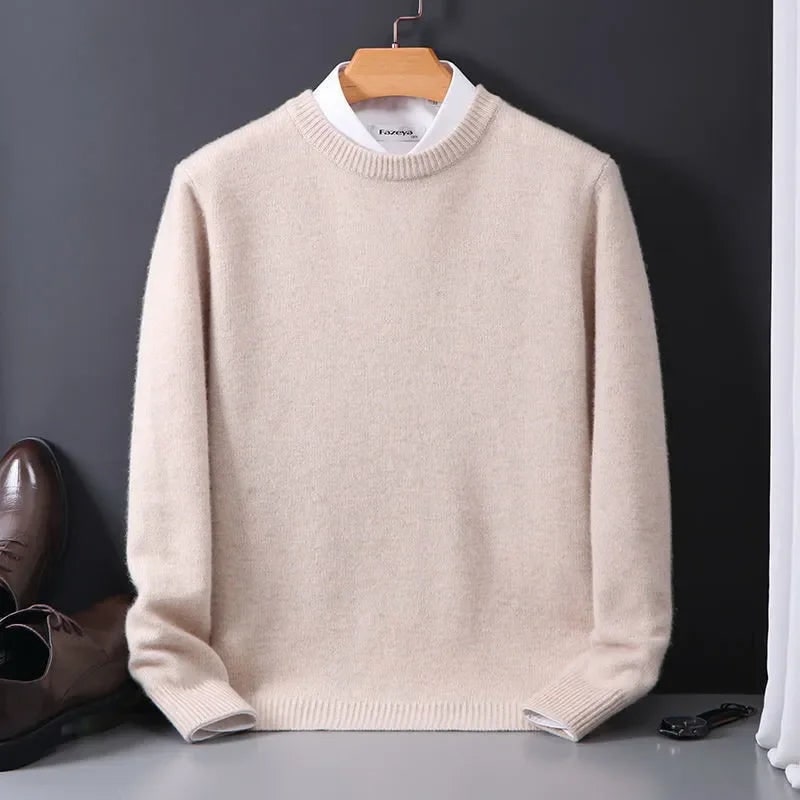 Men's Cashmere Blend Crew Neck Pullover Sweater with Knit Fine Texture - Image 10